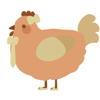 A crimson and grey chicken