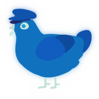 A sapphire and ultramarine chicken