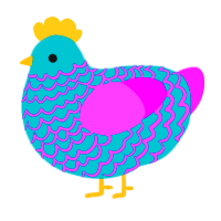 A teal and orchid chicken with a lace pattern