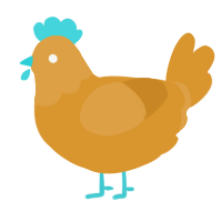 A orange chicken with a head pattern