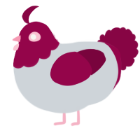 A mist and maroon chicken with a head pattern