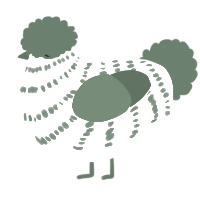 A white and leaf chicken with a bar pattern