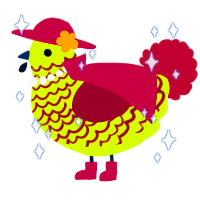 A violet and mint chicken with a speckle pattern