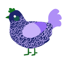 A navy and lilac chicken with a double-lace pattern
