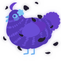 A violet and amethyst chicken with a bar pattern