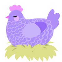 A lilac chicken with a lace pattern