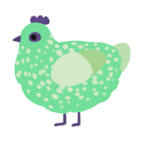 A spring and gluppy chicken with a speckle pattern