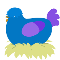 A sapphire and blurple chicken
