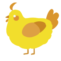 A yellow and orange chicken