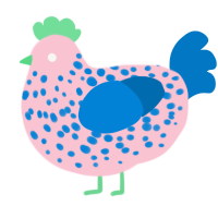 A rose and sapphire chicken with a speckle pattern