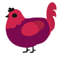 A wine and crimson chicken with a head pattern