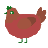 A red and russet chicken with a head pattern