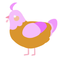 A orange and lavender chicken with a head pattern