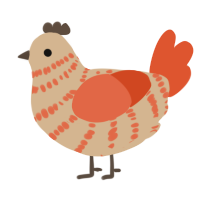 A beige and vermilion chicken with a bar pattern