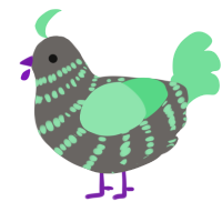 A grey and spring chicken with a bar pattern