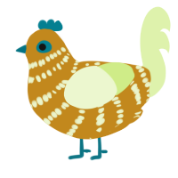 A ochre and apple chicken with a bar pattern
