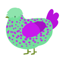 A spring and amethyst chicken with a speckle pattern