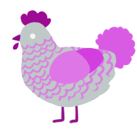 A silver and orchid chicken with a lace pattern