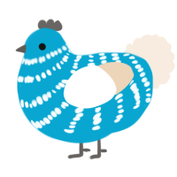 A cerulean and cream chicken with a bar pattern