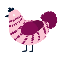 A rose and wine chicken with a bar pattern