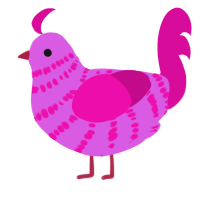 A orchid and fuchsia chicken with a bar pattern