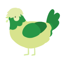 A lemon and viridian chicken with a head pattern