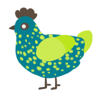 A sea and lime chicken with a speckle pattern