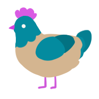 A beige and sea chicken with a head pattern