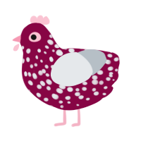 A maroon and mist chicken with a speckle pattern