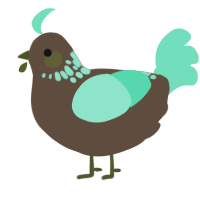 A bark and mint chicken with a neck-speckle pattern
