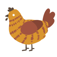 A orange and russet chicken with a bar pattern