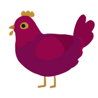 A wine and maroon chicken with a head pattern