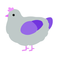 A silver and blurple chicken