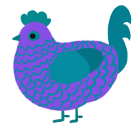 A blurple and sea chicken with a lace pattern