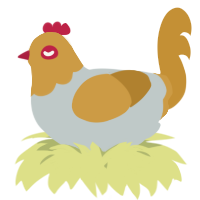 A silver and gold chicken with a head pattern