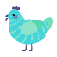 A aqua and mint chicken with a bar pattern