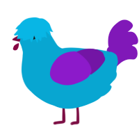 A cerulean and violet chicken