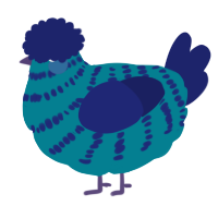 A sea and navy chicken with a bar pattern
