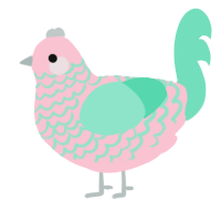 A rose and mint chicken with a lace pattern