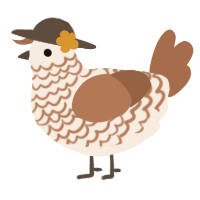 A cream and brown chicken with a lace pattern
