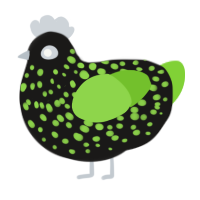 A sable and grass chicken with a speckle pattern