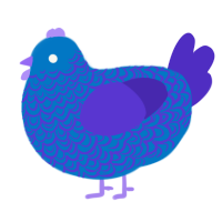 A sapphire and indigo chicken with a double-lace pattern
