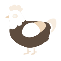 A bark and cream chicken with a head pattern