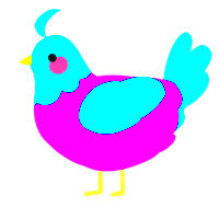 A plum and cerulean chicken with a head pattern