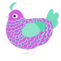 A orchid and mint chicken with a lace pattern