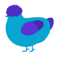 A cerulean and indigo chicken