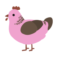 A pink and bark chicken with a neck-band pattern