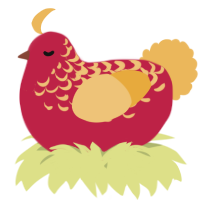 A crimson and honey chicken with a half-lace pattern