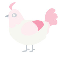 A white and rose chicken with a head pattern