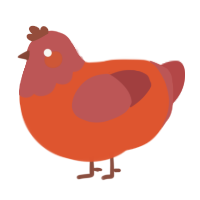 A vermilion and red chicken with a head pattern